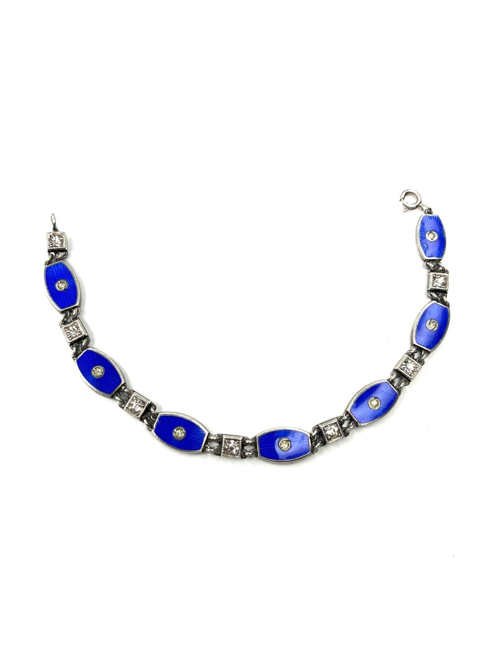 Art Deco Enamel & Paste Sterling Bracelet